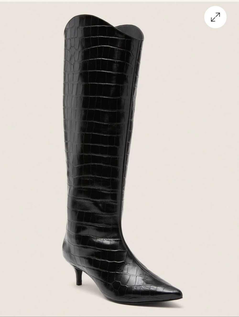 Dolce Vita Black Croc-Embossed Pointed Patent Leather Knee Boots Size 7 NWOB